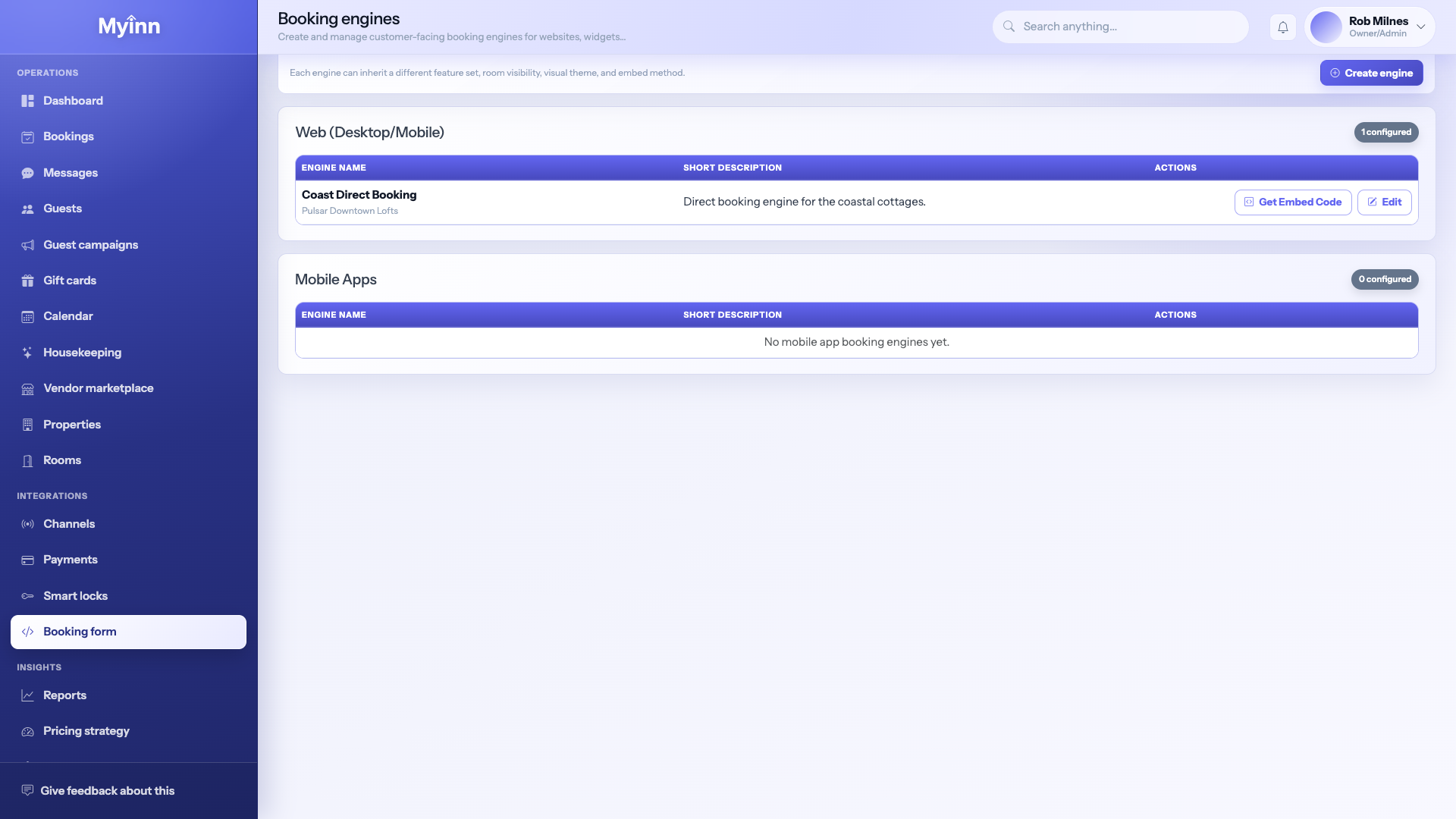 MyInn list of direct booking pages for your website