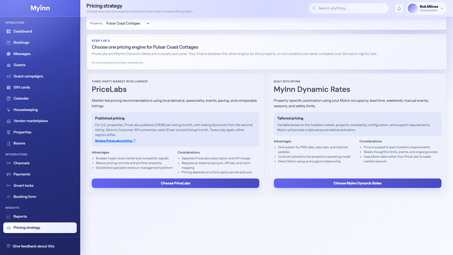 MyInn pricing controls for busy and slow nights